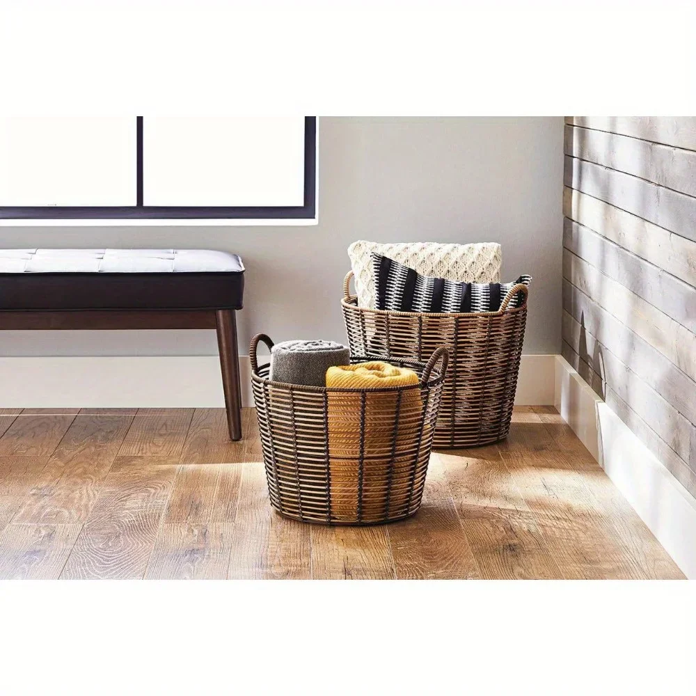 Nice Large Round Piment Storage Basket With Handles, Easy To Carry, Can Store Blankets, Pillows And Other Home Decorations, Styl
Nice Large Round Piment Storage Basket With Handles, Easy To Carry, Can Store Blankets, Pillows And Other Home Decorations, Styl
