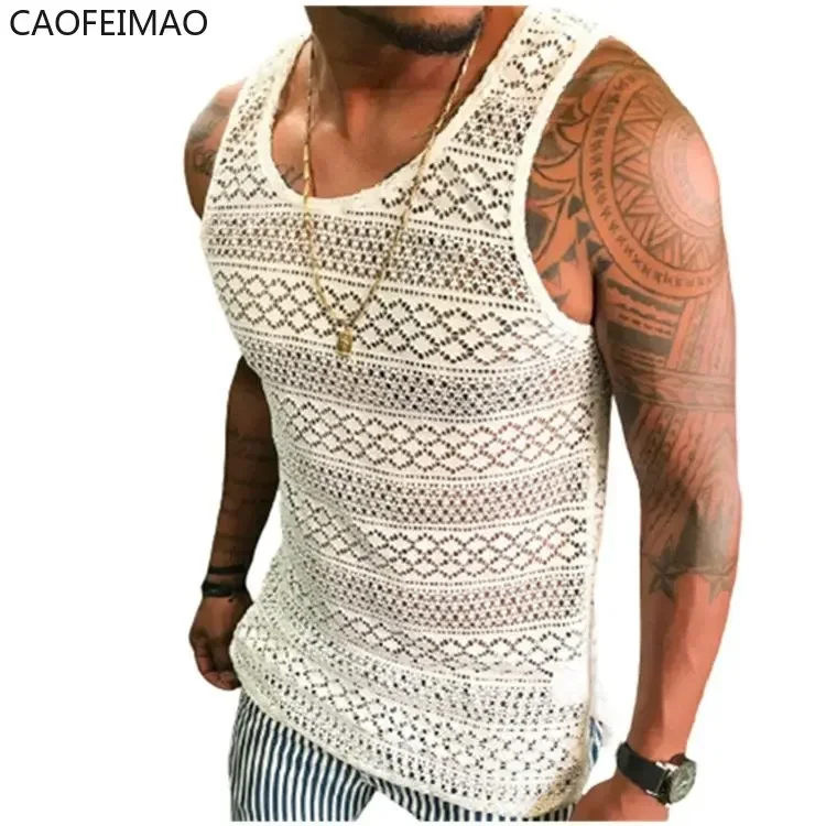Tank Top for Men Lace Hollow Out Sleeveless Shirts Summer Mens Clothing Slim Fit Gym Clothes Workout Solid Color Vest Tops 2025
Tank Top for Men Lace Hollow Out Sleeveless Shirts Summer Mens Clothing Slim Fit Gym Clothes Workout Solid Color Vest Tops 2025