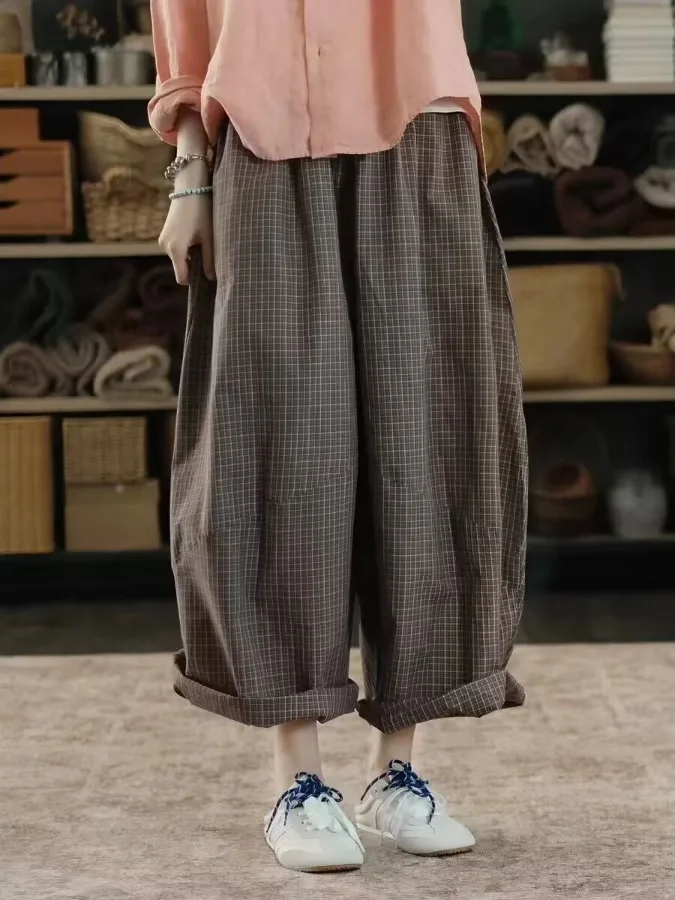 Retro High Waist Wide Leg Pants Women's Fashionable Loose Checkered Casual Trousers Spring Summer New Arrival Elegant
Retro High Waist Wide Leg Pants Women's Fashionable Loose Checkered Casual Trousers Spring Summer New Arrival Elegant