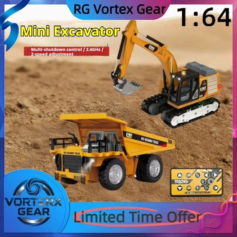 Радиоуправляемая модель Vortex Gear 1:64 Hengguan, новая серия мини-техники, самосвал и экскаватор из сплава, игрушка на радиоуправлении
Радиоуправляемая модель Vortex Gear 1:64 Hengguan, новая серия мини-техники, самосвал и экскаватор из сплава, игрушка на радиоуправлении