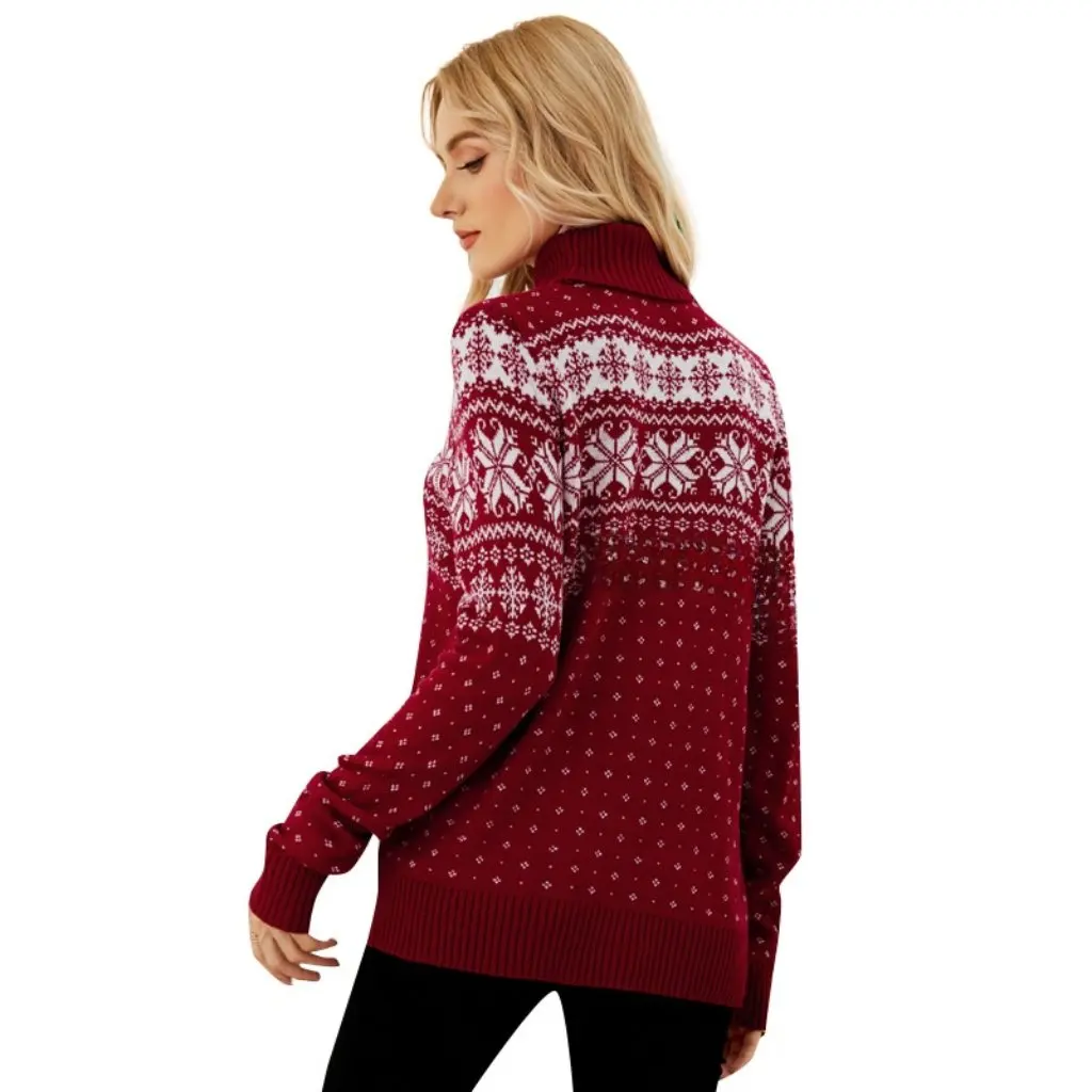 Красная водолазка, жаккардовый пуловер, рождественский свитер со снежинкой для женщин, осенне-зимняя вязаная нижняя рубашка
Красная водолазка, жаккардовый пуловер, рождественский свитер со снежинкой для женщин, осенне-зимняя вязаная нижняя рубашка