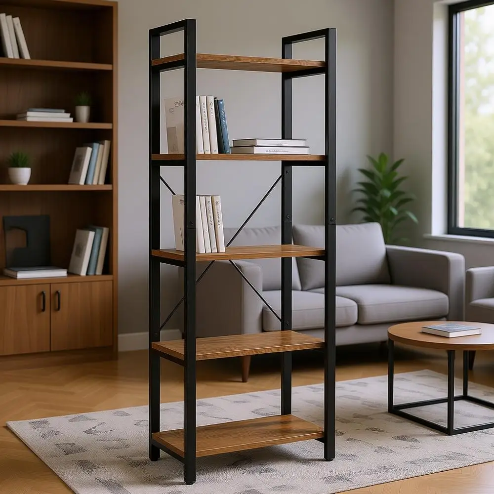 5-Tier Ladder Bookshelf - Vintage Industrial Style for Home & Office Decor
5-Tier Ladder Bookshelf - Vintage Industrial Style for Home & Office Decor