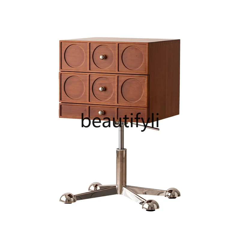 Solid wood medieval side cabinet lifting and rotating bedside table bedside storage household
Solid wood medieval side cabinet lifting and rotating bedside table bedside storage household