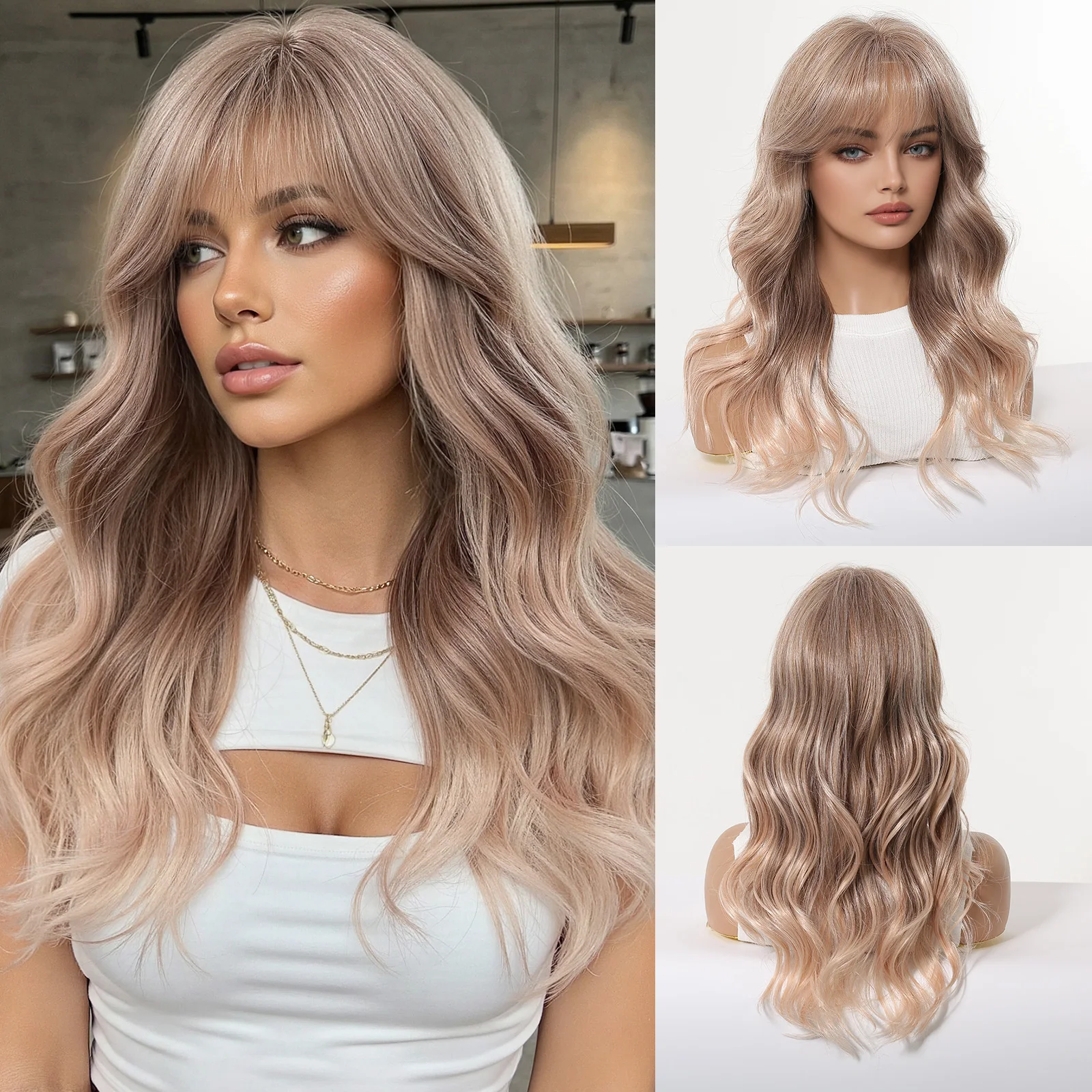 Allbell Magique Blonde Long Wavy Wig with Bangs Natural Volume for Women Daily Fashion Party Synthetic Hairpiece Heat Resistant
Allbell Magique Blonde Long Wavy Wig with Bangs Natural Volume for Women Daily Fashion Party Synthetic Hairpiece Heat Resistant