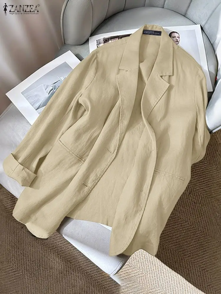 ZANZEA 2021, модный пиджак с длинными рукавами, женская верхняя одежда, элегантные осенние костюмы, повседневные офисные уличные верхние пальто на пуговицах, однотонные пальто
ZANZEA 2021, модный пиджак с длинными рукавами, женская верхняя одежда, элегантные осенние костюмы, повседневные офисные уличные верхние пальто на пуговицах, однотонные пальто