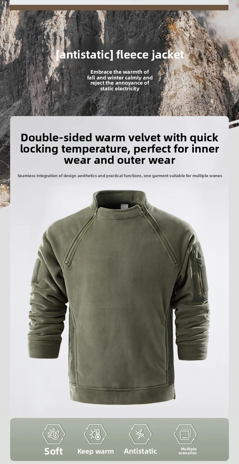 Tactical Fleece Pullover, Men's Double-sided Warm Sweatshirt With Multi-pockets For Outdoor Activities
Tactical Fleece Pullover, Men's Double-sided Warm Sweatshirt With Multi-pockets For Outdoor Activities