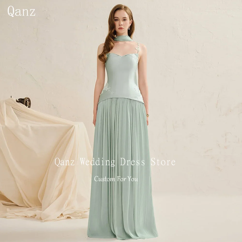 Qanz Sage Green Chiffon Evening Dresses Long A Line Elegant Dresses For Special Occasions Spaghetti Straps Prom Gowns Customized
Qanz Sage Green Chiffon Evening Dresses Long A Line Elegant Dresses For Special Occasions Spaghetti Straps Prom Gowns Customized
