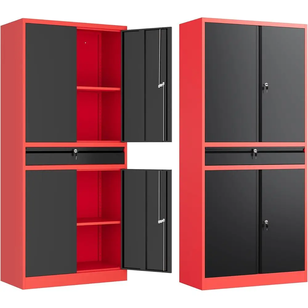 Metal Garage Storage Cabinet with Der,4 Door Tool Cabinet with Adjustable Shelves or Garage Home Oice Utility Room (Red)
Metal Garage Storage Cabinet with Der,4 Door Tool Cabinet with Adjustable Shelves or Garage Home Oice Utility Room (Red)