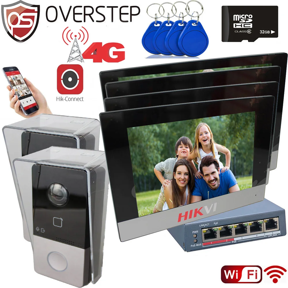 Mutil Language 4G Hik Video Intercom Set 2pcs DS-KV6113-WPE1 (C) 4pcs DS-KH6320-WTE1 POE Doorbell Door Station WIFI Monitor Kit
Mutil Language 4G Hik Video Intercom Set 2pcs DS-KV6113-WPE1 (C) 4pcs DS-KH6320-WTE1 POE Doorbell Door Station WIFI Monitor Kit