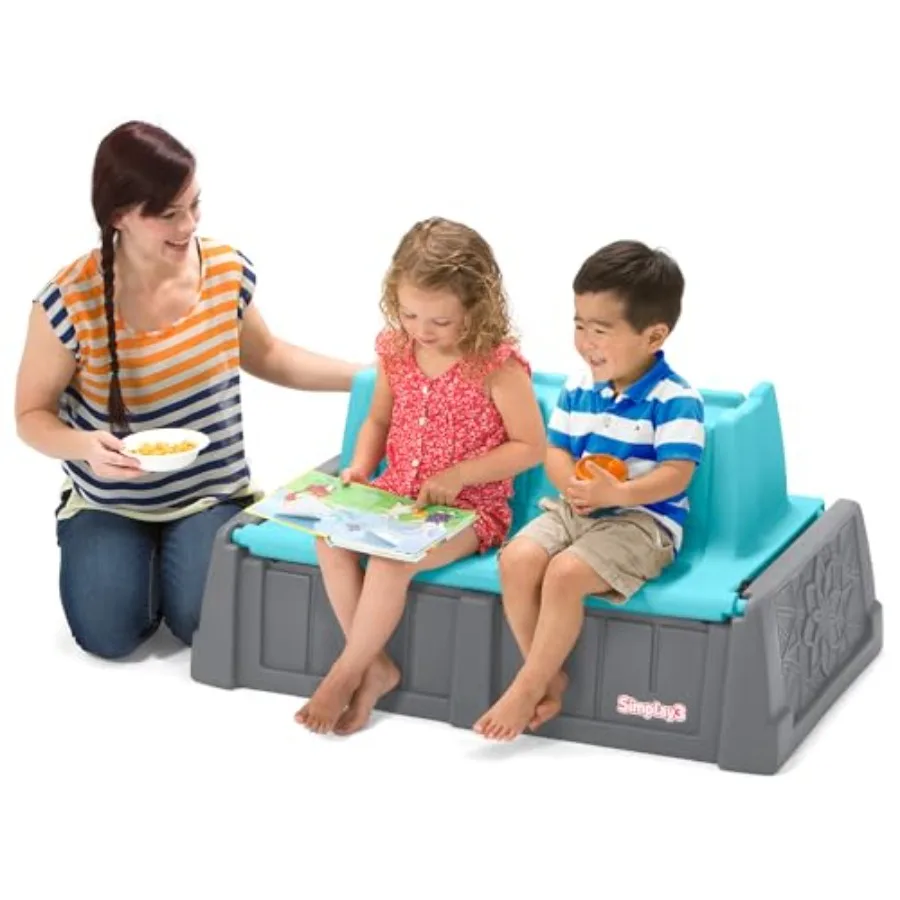 Outdoor sand and water kids bench, 2-in-1 table with storage, gray and teal polyethylene, UV-resistant and easy-clean surface
Outdoor sand and water kids bench, 2-in-1 table with storage, gray and teal polyethylene, UV-resistant and easy-clean surface