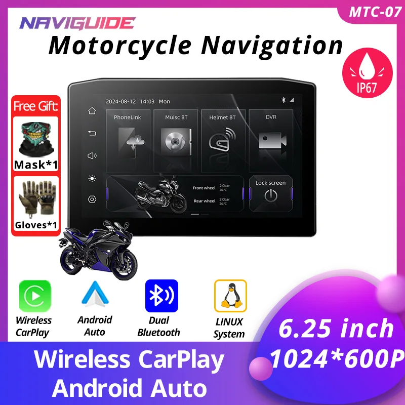NAVIGUIDE 6.25 inch MTC-07 Carplay Display Screen Portable Motorcycle Android Auto IP67 MOTO Navigation Speed 1024*600 BT
NAVIGUIDE 6.25 inch MTC-07 Carplay Display Screen Portable Motorcycle Android Auto IP67 MOTO Navigation Speed 1024*600 BT
