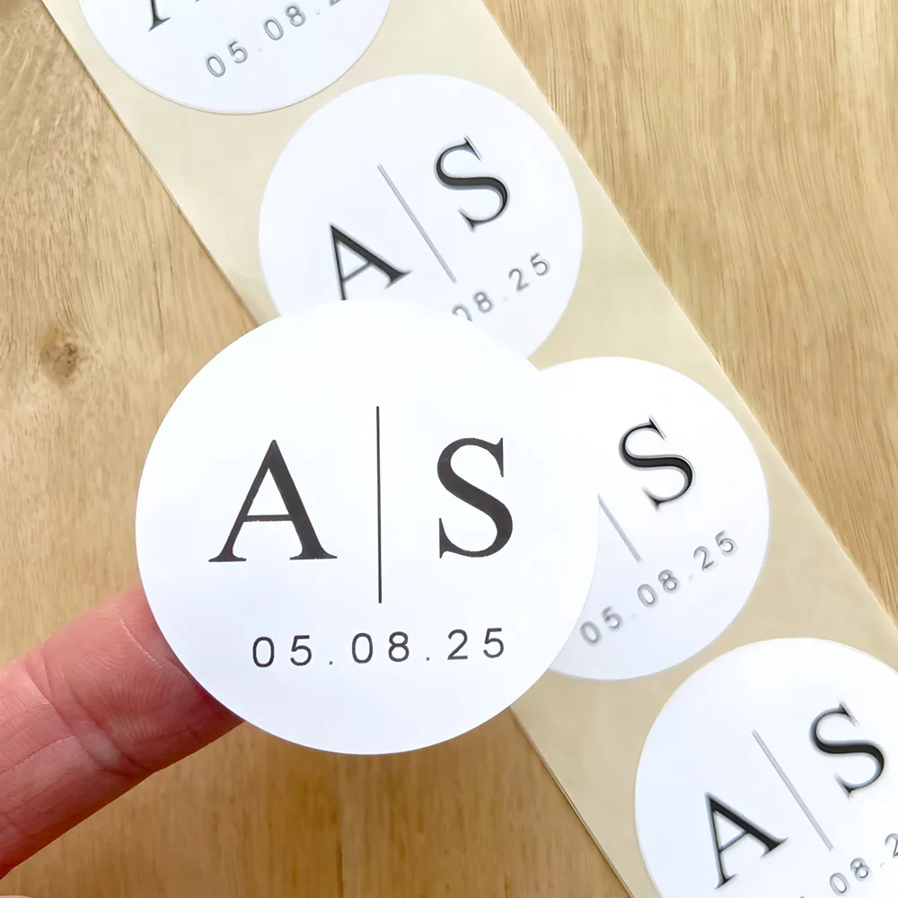 Custom Initials Monogram Stickers, Wedding Favour Labels, Personalised White Labels with Black Print & Date Envelope Invitation
Custom Initials Monogram Stickers, Wedding Favour Labels, Personalised White Labels with Black Print & Date Envelope Invitation