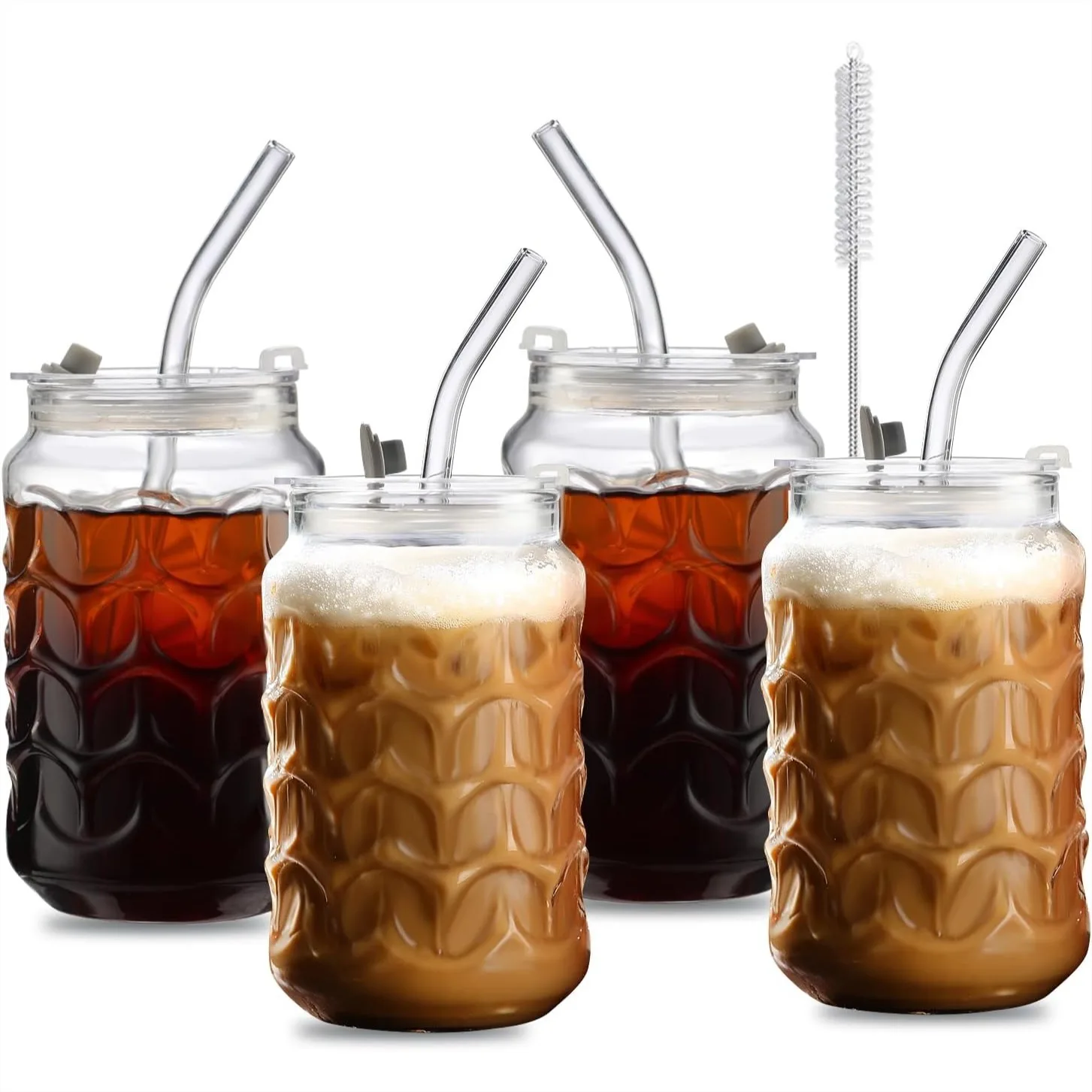 Borosilicate Glass Cups with Lids & Straws, 4-Pack 18oz Leakproof Tumblers for Iced Coffee, Smoothies, Juice - Dishwasher Safe
Borosilicate Glass Cups with Lids & Straws, 4-Pack 18oz Leakproof Tumblers for Iced Coffee, Smoothies, Juice - Dishwasher Safe