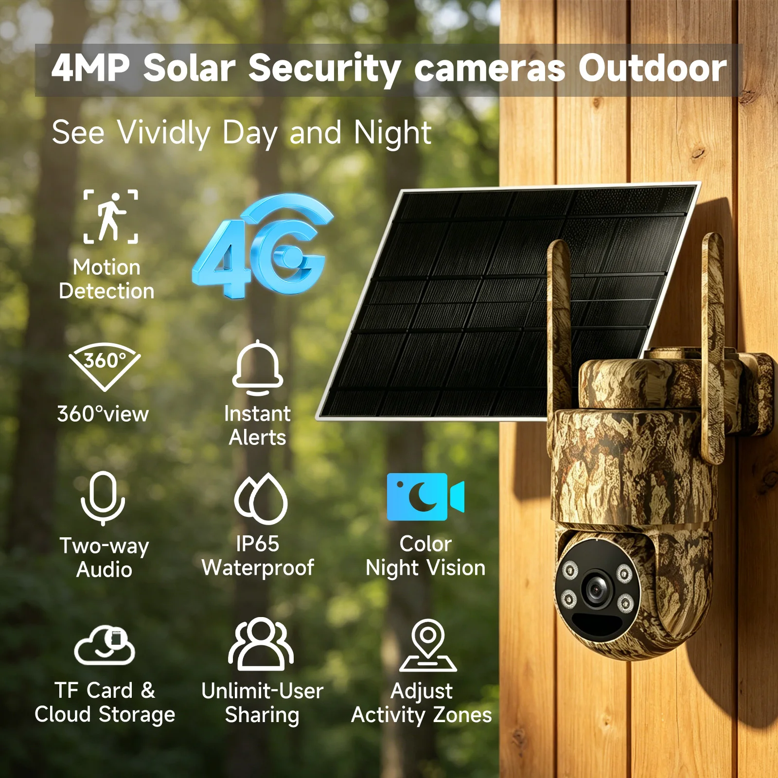 3-megapixel camera with a 5W solar panel, 4G low-power spherical design.
3-megapixel camera with a 5W solar panel, 4G low-power spherical design.