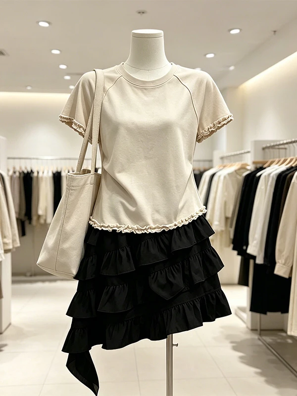 Large Size Women's Summer T-Shirt Skirt Set Irregular Hem Short Sleeve High Waist A-Line Skirt Commute Style Korean Loose Fit
Large Size Women's Summer T-Shirt Skirt Set Irregular Hem Short Sleeve High Waist A-Line Skirt Commute Style Korean Loose Fit