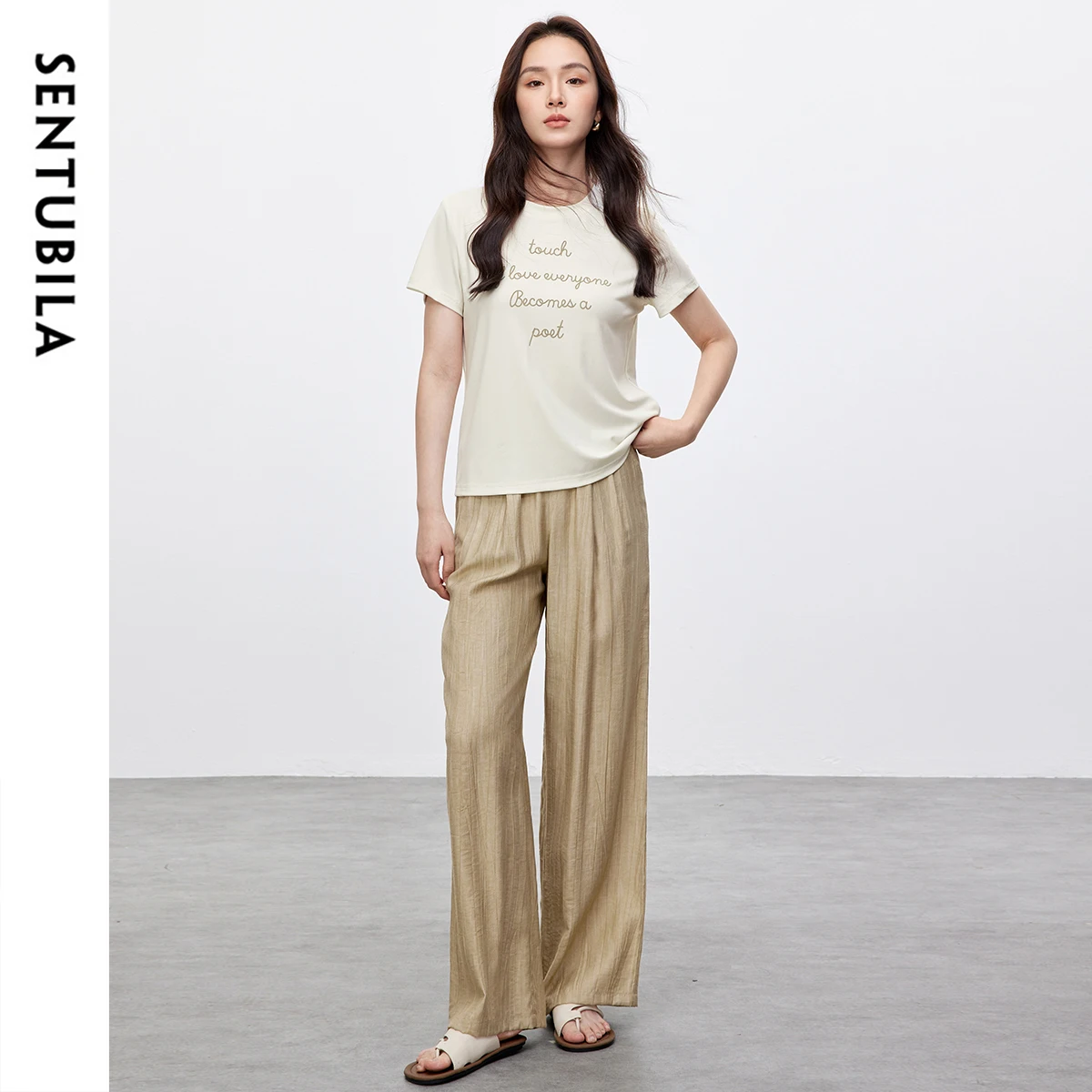 SENTUBILA 2 Piece Sets Woman Outfit Lyocell Spliced Letter T-shirt Straight Full-length Pants New in Matching Sets 152Z58164
SENTUBILA 2 Piece Sets Woman Outfit Lyocell Spliced Letter T-shirt Straight Full-length Pants New in Matching Sets 152Z58164
