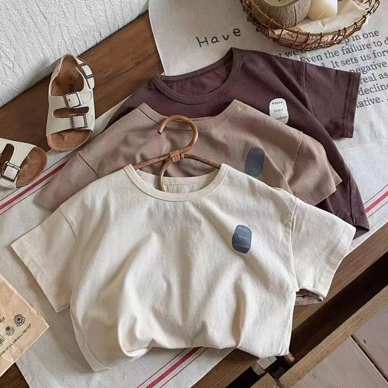 Comfortable Short Sleeved Summer Children Korean Letter T-shirt for Boys and Girls Handsome Casual Bottom Shirt Baby Top
Comfortable Short Sleeved Summer Children Korean Letter T-shirt for Boys and Girls Handsome Casual Bottom Shirt Baby Top