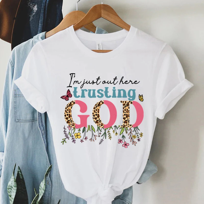 I'm Just Authere Trusting God Print T Shirt Vintage Christian T-Shirts Women Short Sleeve Faith Shirt Summer Religious Tshirt
I'm Just Authere Trusting God Print T Shirt Vintage Christian T-Shirts Women Short Sleeve Faith Shirt Summer Religious Tshirt