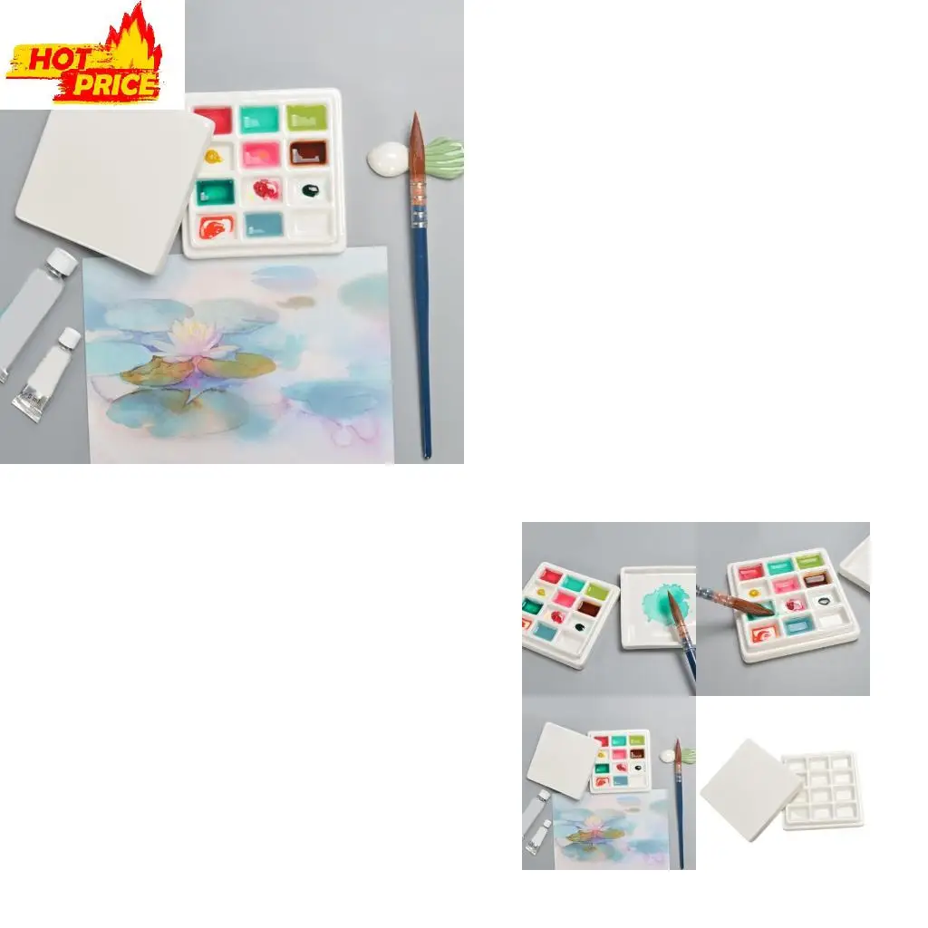 12 Grids Ceramic Mixing Palette Watercolor Paint Palette for Acrylic Painting
12 Grids Ceramic Mixing Palette Watercolor Paint Palette for Acrylic Painting