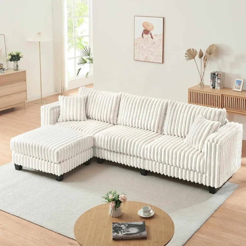 L Shaped Faux Rabbit Fur Fabric Sectional Couch, Modern Cloud Modular Sofa with Movable Ottoman and 2 Pillows, Small Sectional
L Shaped Faux Rabbit Fur Fabric Sectional Couch, Modern Cloud Modular Sofa with Movable Ottoman and 2 Pillows, Small Sectional