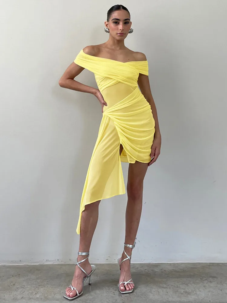 Mozision Sexy Solid Color Irregular Mesh Off Shoulder Sleeveless Mini Dress Women Ribbon Summer Patchwork Fashion Holiday Dress
Mozision Sexy Solid Color Irregular Mesh Off Shoulder Sleeveless Mini Dress Women Ribbon Summer Patchwork Fashion Holiday Dress