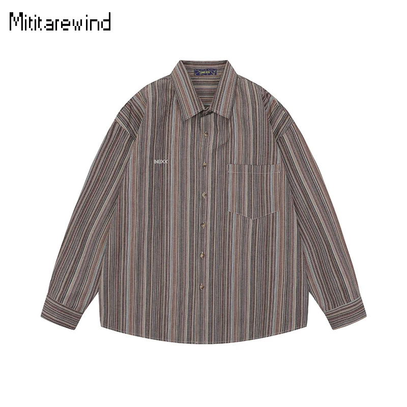 Japanese Vintage Shirt Men Spring Daily Casual Lapel Collar Long Sleeve Striped Shirt with Pocket Fashion Tops Loose Male Shirts
Japanese Vintage Shirt Men Spring Daily Casual Lapel Collar Long Sleeve Striped Shirt with Pocket Fashion Tops Loose Male Shirts