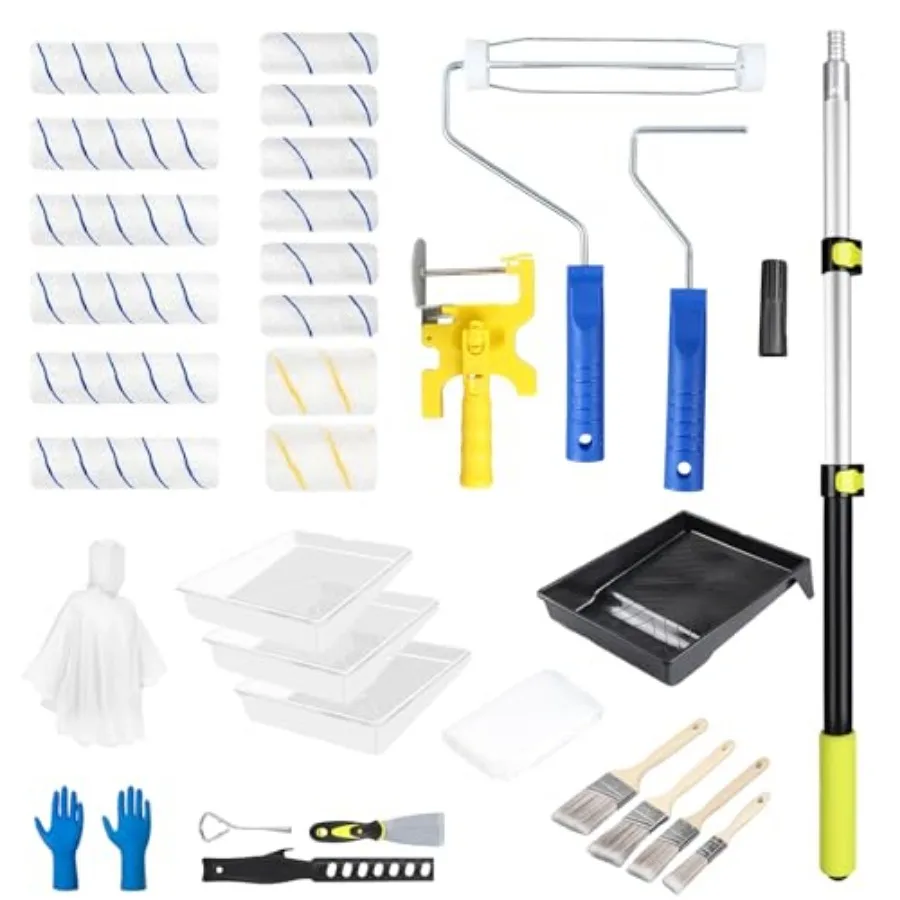 30PCS Paint Roller Kit with Extension Pole-2 to 4 FTWall Painting Supplies with Paint Edger Roller Brush 12" House Painting Set
30PCS Paint Roller Kit with Extension Pole-2 to 4 FTWall Painting Supplies with Paint Edger Roller Brush 12" House Painting Set