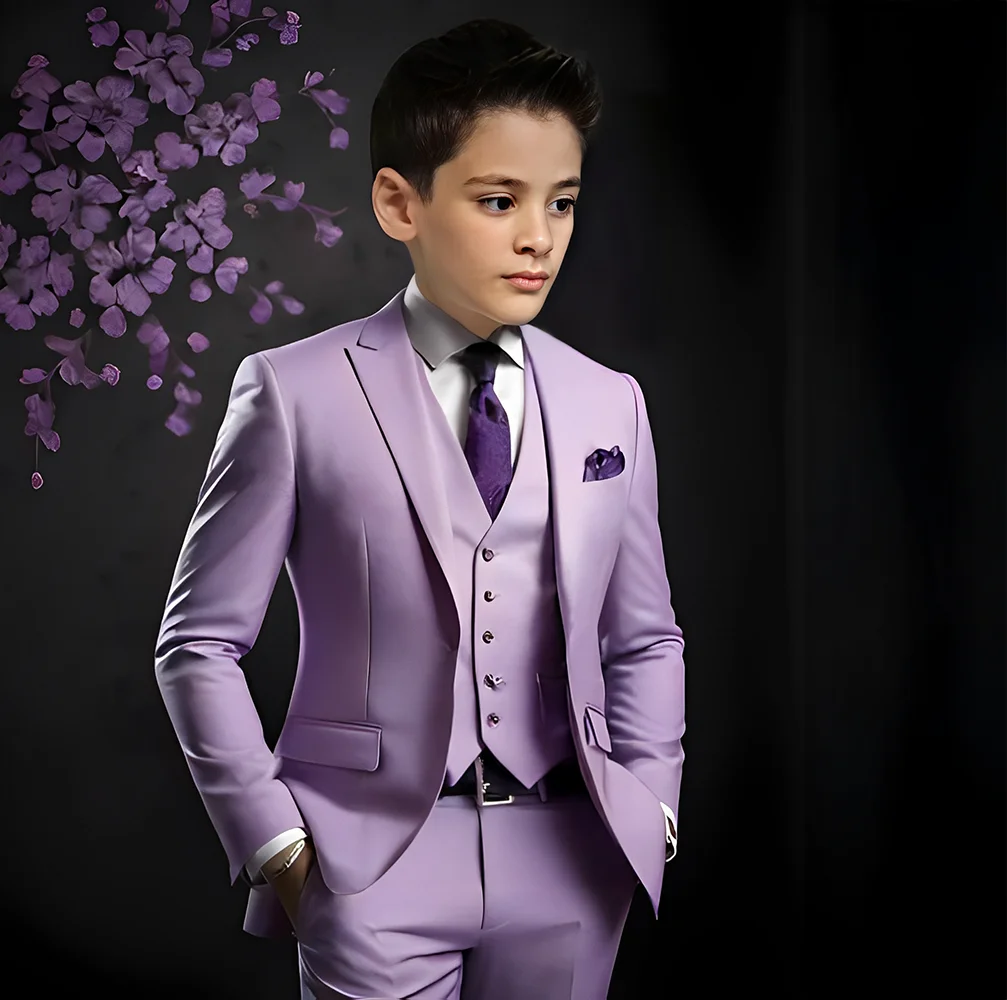 Violet Boys Suit 3 Piece Set Jacket Pants Vest Wedding Tuxedo for Kids Classic Custom Outfit Boys Suit
Violet Boys Suit 3 Piece Set Jacket Pants Vest Wedding Tuxedo for Kids Classic Custom Outfit Boys Suit