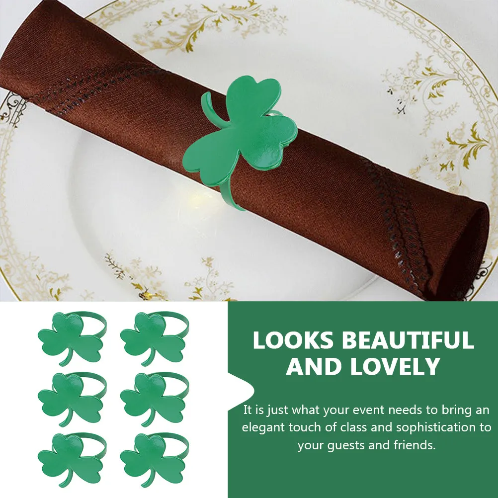 6Pcs Zinc Alloy Shamrock Napkin Buckles Napkin Rings for Restaurant Hotel Wedding Party Table Decoration
6Pcs Zinc Alloy Shamrock Napkin Buckles Napkin Rings for Restaurant Hotel Wedding Party Table Decoration