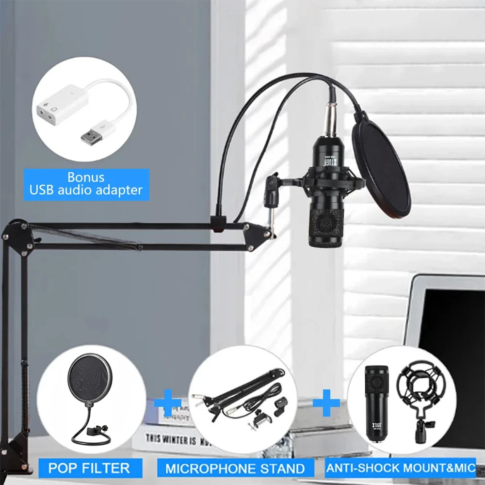 Cross-border BM800 microphone recording capacitor microphone set, blowout prevention net bracket, live streaming host computer
Cross-border BM800 microphone recording capacitor microphone set, blowout prevention net bracket, live streaming host computer