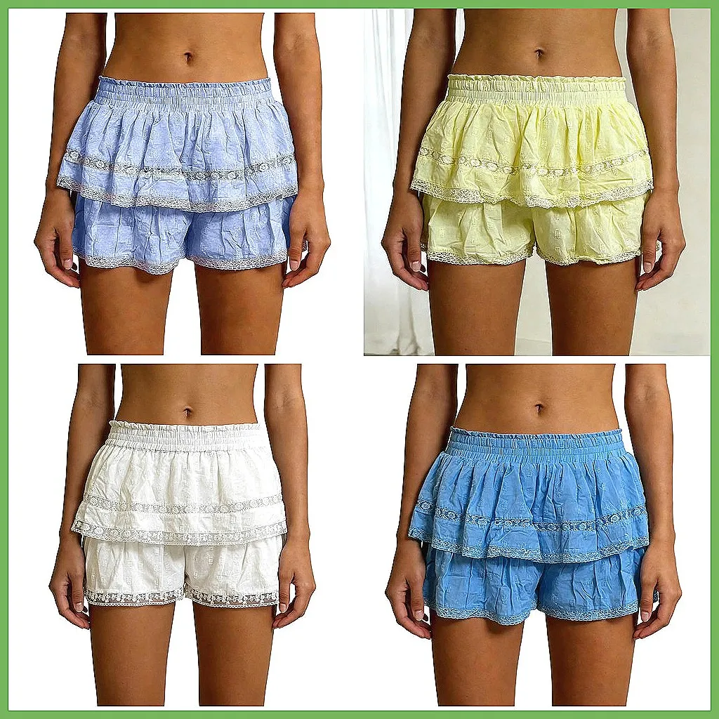 Женские шорты с высокой талией и кружевными оборками, эластичные брюки-клеш А-силуэта для делового повседневного стиля и работы
Женские шорты с высокой талией и кружевными оборками, эластичные брюки-клеш А-силуэта для делового повседневного стиля и работы