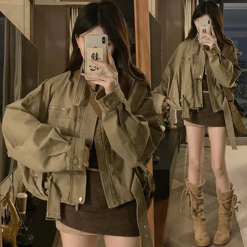 American Retro Workwear ort Motorcycle Jaet Women's Faionable Autumn New Barn Sle Top Coat Commute Loose Fit Long Sle...
American Retro Workwear ort Motorcycle Jaet Women's Faionable Autumn New Barn Sle Top Coat Commute Loose Fit Long Sle...