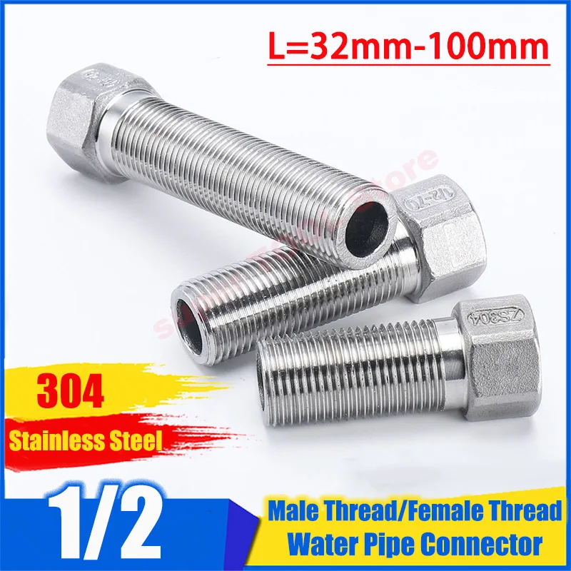 1/10Pcs 304 Stainless Steel Hex Nipple Connector Male To Female Thread Extension Coupling 1/2 Inch Thickened Water Pipe Fittings
1/10Pcs 304 Stainless Steel Hex Nipple Connector Male To Female Thread Extension Coupling 1/2 Inch Thickened Water Pipe Fittings