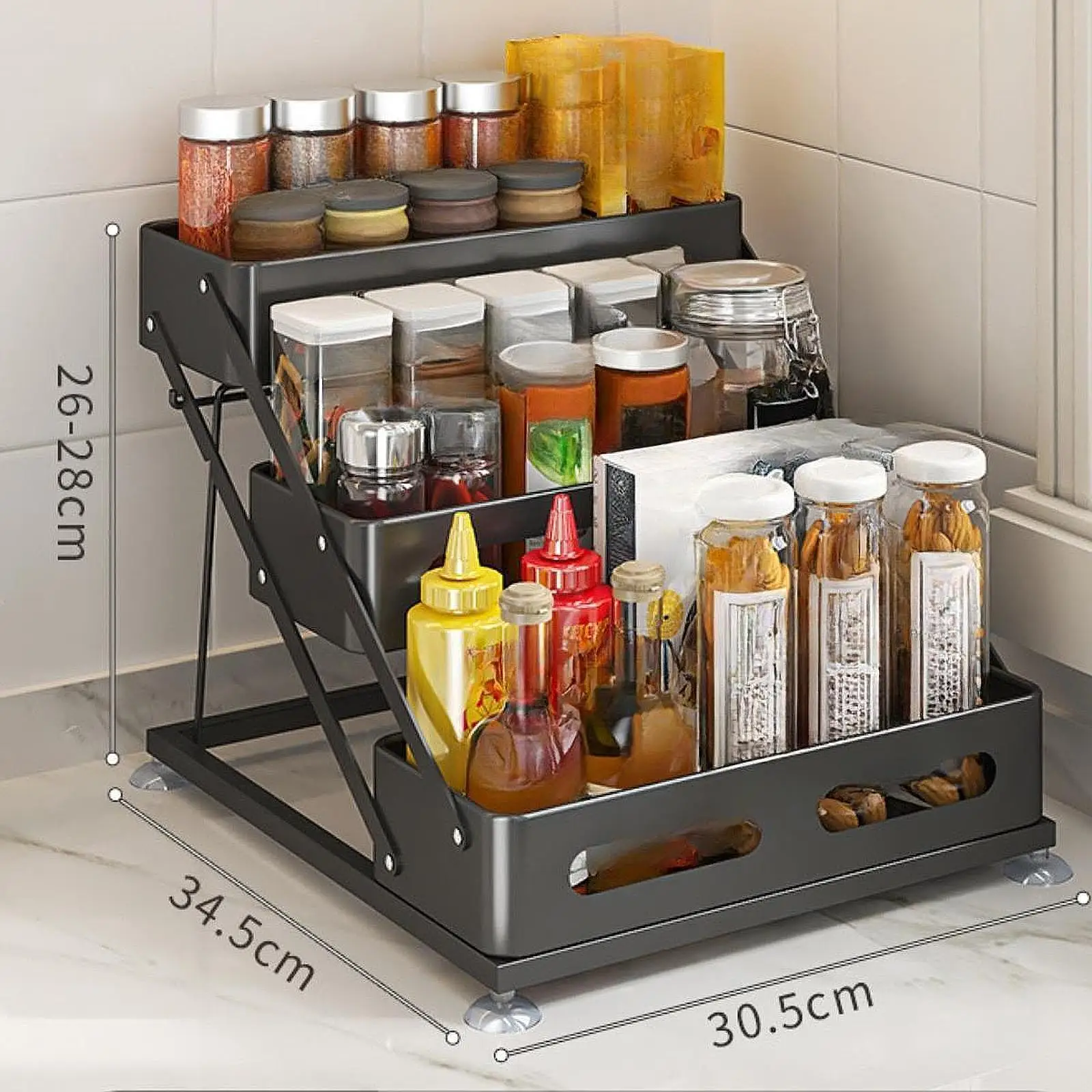 3 Layer Spice Rack Multiuse Adjustable Height Space Saving Cabinet Seasoning Rack for Living Room Restaurant Cafe Home Tabletop
3 Layer Spice Rack Multiuse Adjustable Height Space Saving Cabinet Seasoning Rack for Living Room Restaurant Cafe Home Tabletop