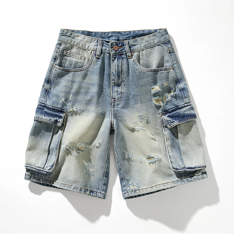 KSTUN Summer Men's Cargo Denim Shorts Wide Leg Loose Fit Distressed Ripped Hip Hop Harem Shorts Vintage Streetwear Knee-length
KSTUN Summer Men's Cargo Denim Shorts Wide Leg Loose Fit Distressed Ripped Hip Hop Harem Shorts Vintage Streetwear Knee-length