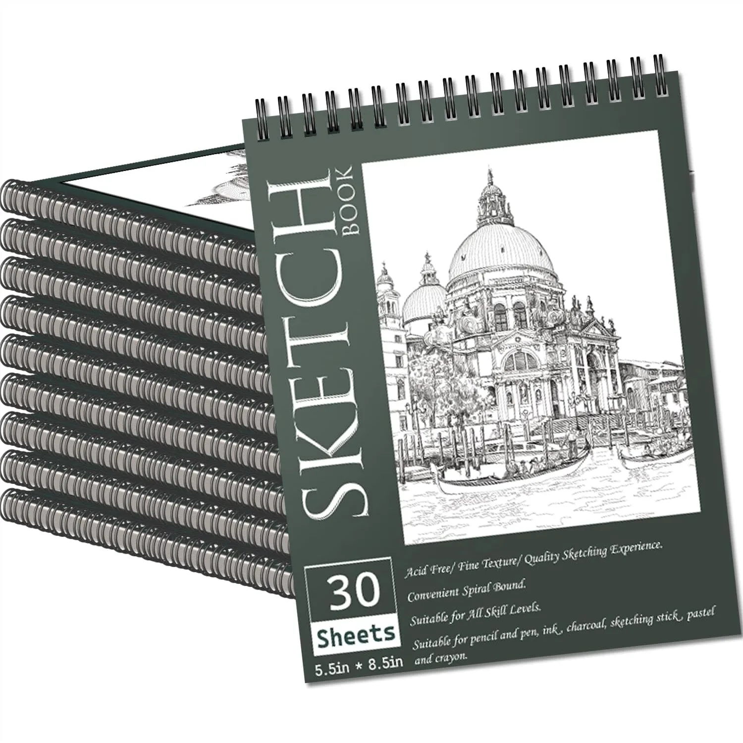 10 Pack 5.5x8.5 Sketch Books for Kids, 300 Sheets Top Spiral Bound Drawing Pad for Beginners and Artists
10 Pack 5.5x8.5 Sketch Books for Kids, 300 Sheets Top Spiral Bound Drawing Pad for Beginners and Artists