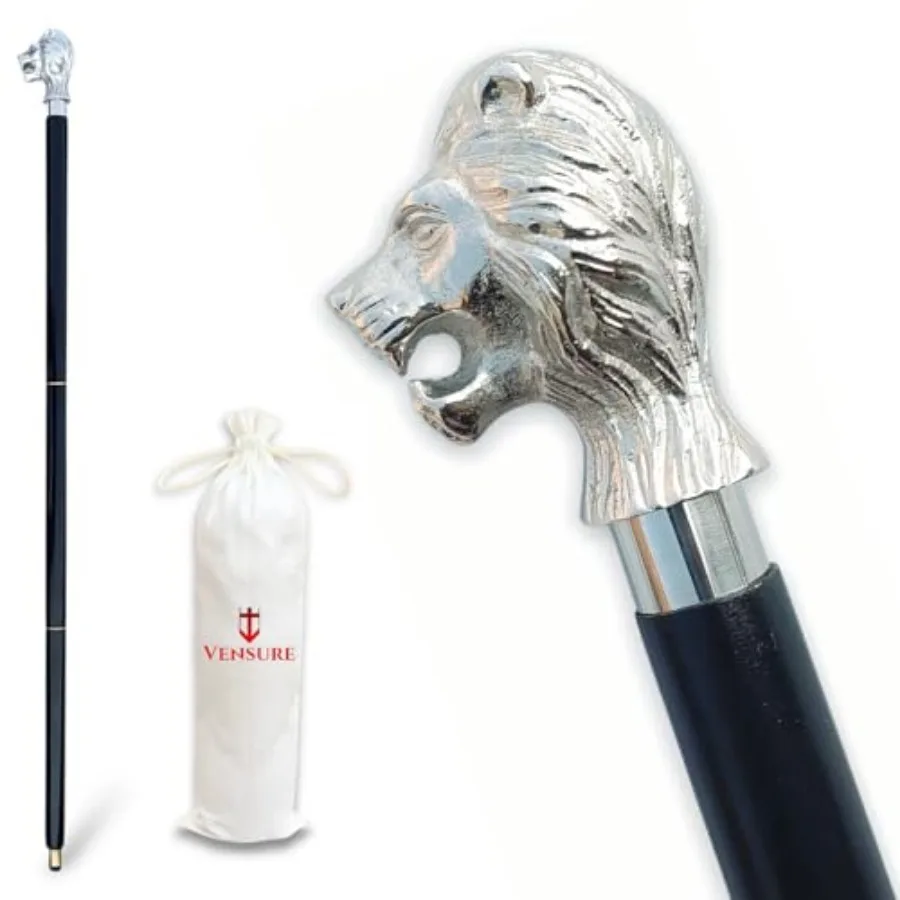 Silver Lion Head Walking Cane Handmade Aluminum and Natural Wood Stick for Men and Women Antique Style Designer Walking Stick 3
Silver Lion Head Walking Cane Handmade Aluminum and Natural Wood Stick for Men and Women Antique Style Designer Walking Stick 3