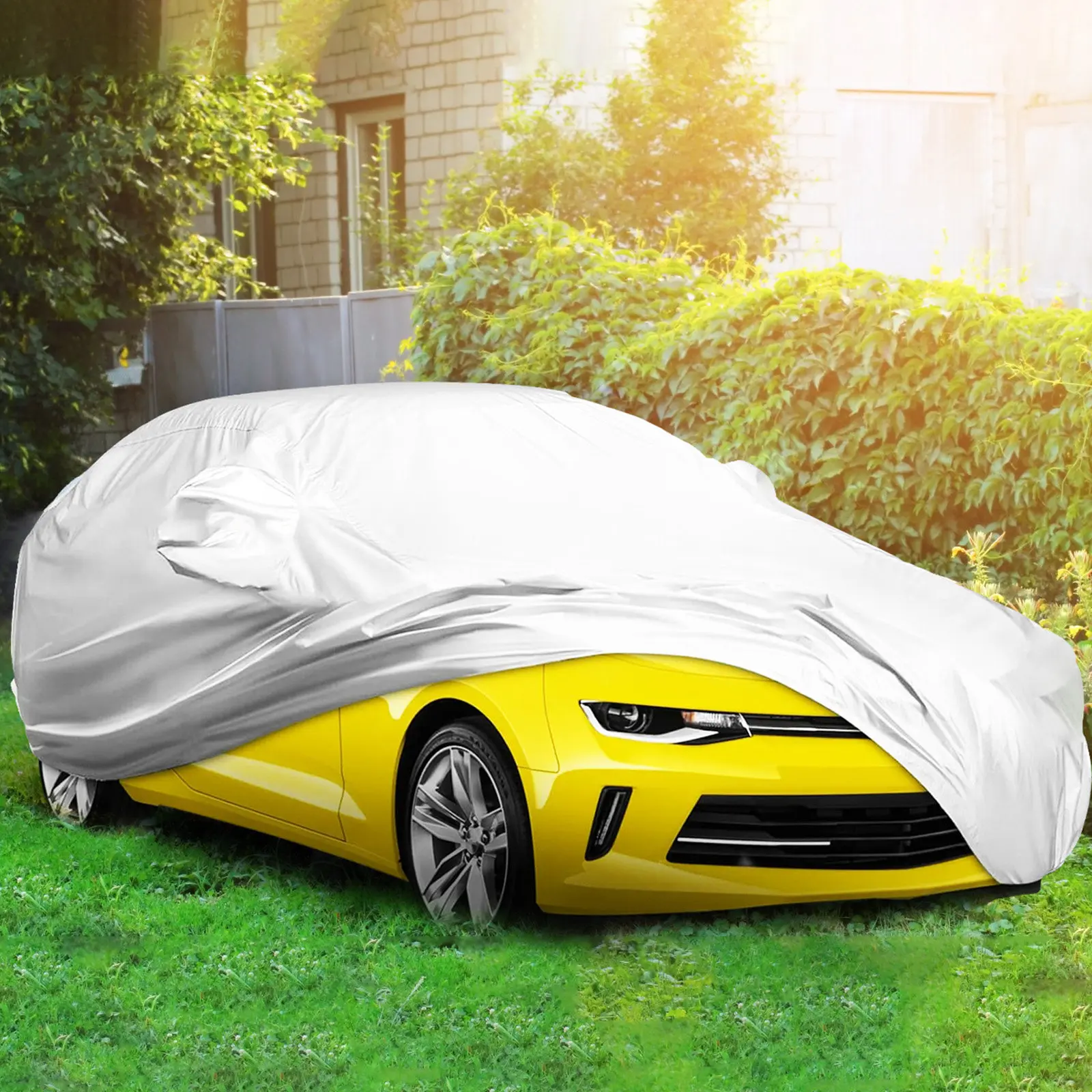 Universal Car Cover Silver Coated Size Xl Outdoor Protection Snow Wind Rain Dust Cover for Automobiles All Weather
Universal Car Cover Silver Coated Size Xl Outdoor Protection Snow Wind Rain Dust Cover for Automobiles All Weather