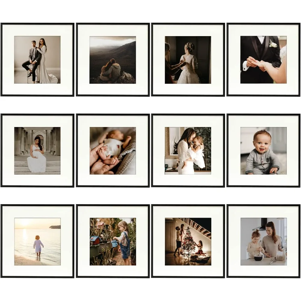 12x12 Aluminum Frame for 8x8 Photo Display - Metal Wall Mounting Square Photo Frame Collection with Ivory Color Mat 12-Pack
12x12 Aluminum Frame for 8x8 Photo Display - Metal Wall Mounting Square Photo Frame Collection with Ivory Color Mat 12-Pack