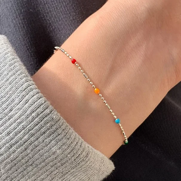 Real 925 Sterling Silver Round Colorful Bead Charm Bracelets for Women Minimalist Geometric Fine Jewelry Cute Accessories
Real 925 Sterling Silver Round Colorful Bead Charm Bracelets for Women Minimalist Geometric Fine Jewelry Cute Accessories