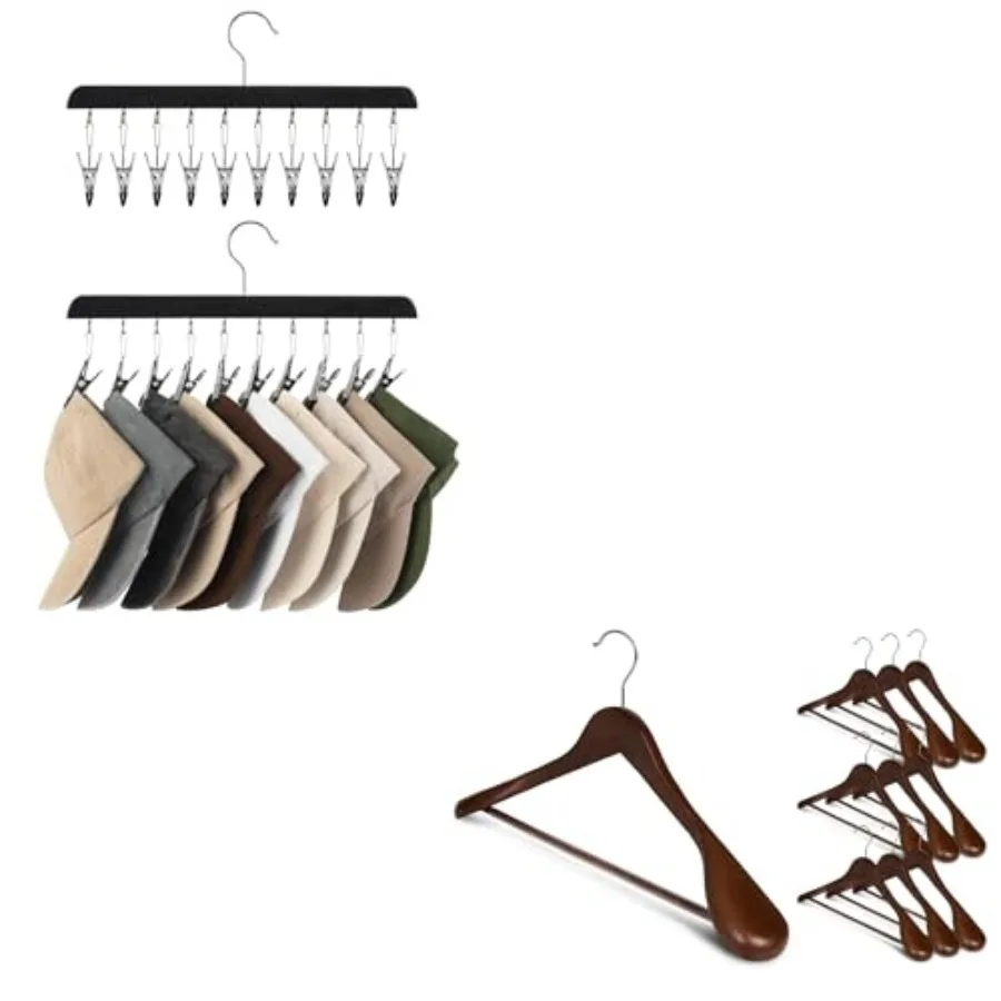 Hat Rack and Wooden Hangers 10 Pack
Hat Rack and Wooden Hangers 10 Pack