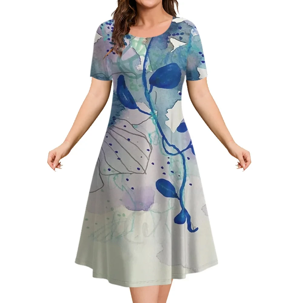 Summer Woman Clothing Dresses Simplicity Women's Clothing 3d Flowers Print Dress Round Neck A-Line Skirt Short Sleever Pullover
Summer Woman Clothing Dresses Simplicity Women's Clothing 3d Flowers Print Dress Round Neck A-Line Skirt Short Sleever Pullover