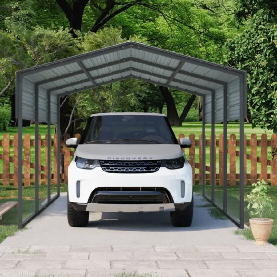 Outdoor Carport, 10 X 15 FT, Galvanized Steel Roof and Frame, Gray, Heavy Duty Metal Canopy for Driveway Cars and Trucks
Outdoor Carport, 10 X 15 FT, Galvanized Steel Roof and Frame, Gray, Heavy Duty Metal Canopy for Driveway Cars and Trucks