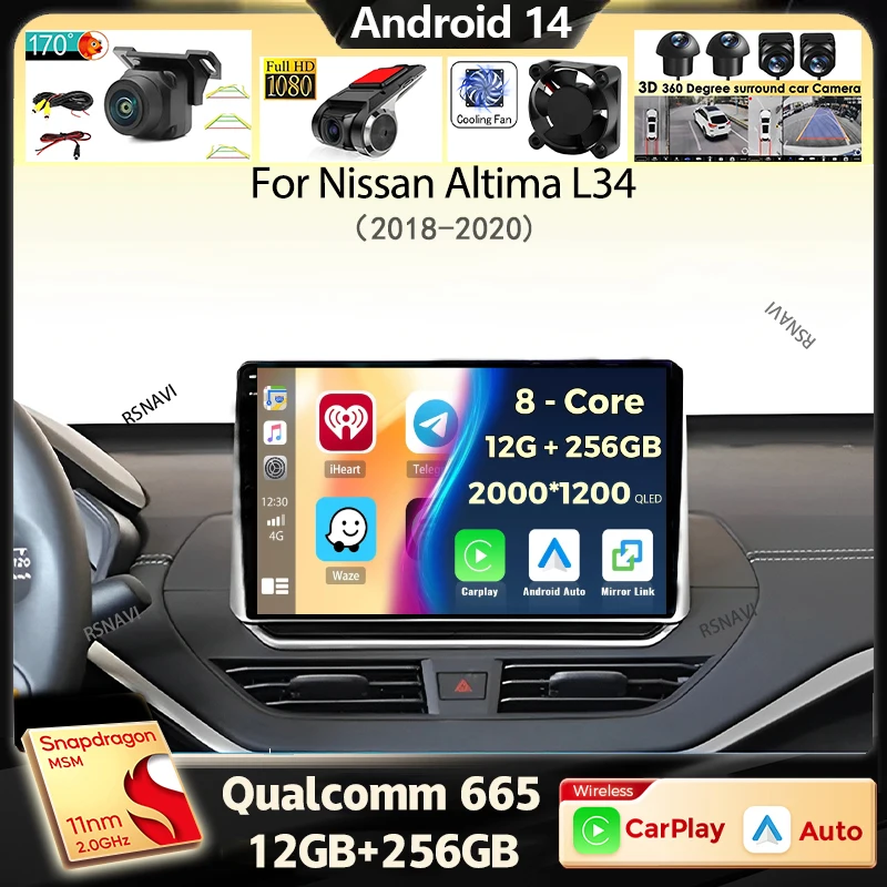 Android 14 Carplay Auto Car Radio For Nissan Altima L34 2018 2019 2020 Multimedia Video Player Navigation GPS Stereo Head Unit
Android 14 Carplay Auto Car Radio For Nissan Altima L34 2018 2019 2020 Multimedia Video Player Navigation GPS Stereo Head Unit