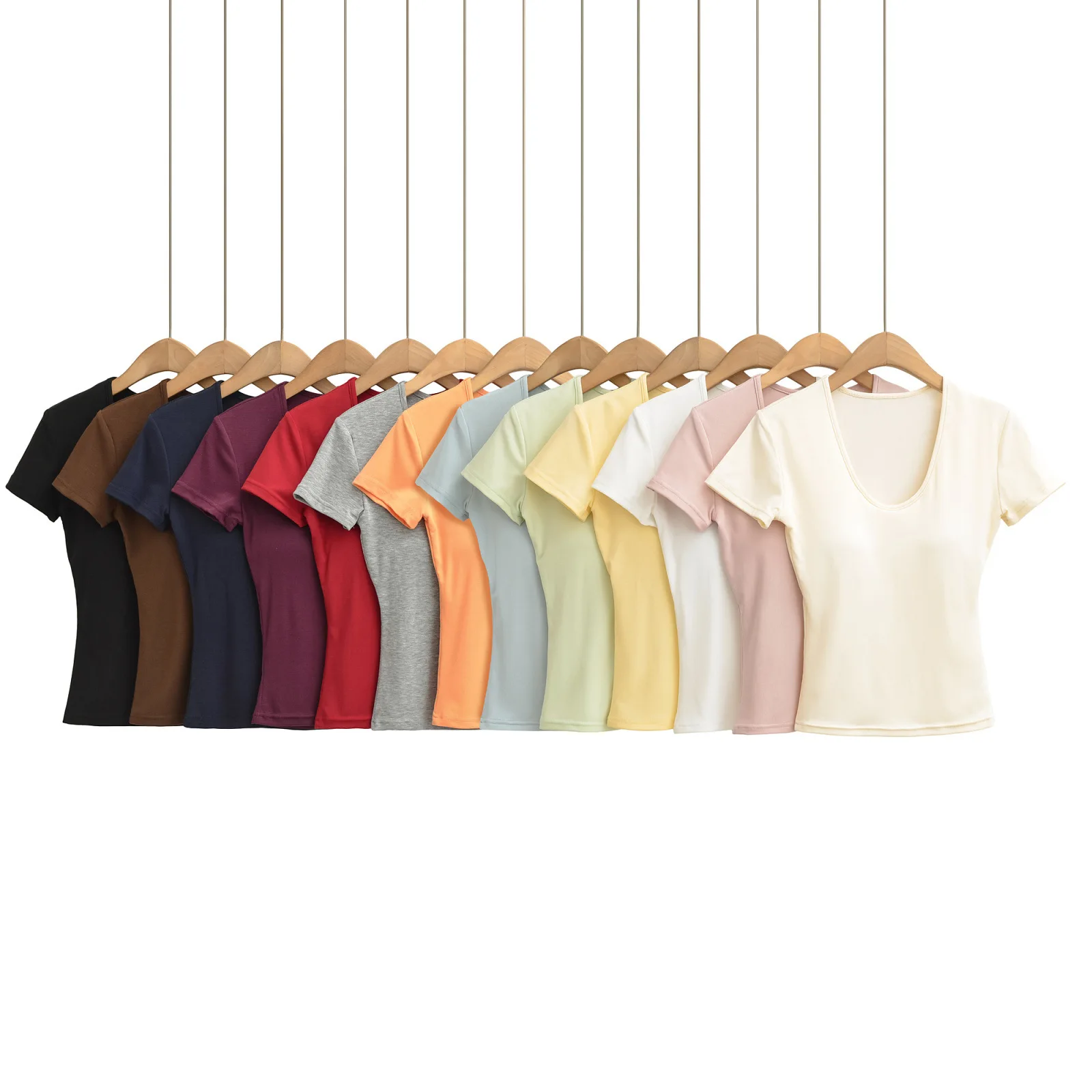 Solid Color Spice Girl U-neck Short-sleeved T-shirt Women's 2026 Summer New Temperament Chest Pad Integrated Slim-fitting Top
Solid Color Spice Girl U-neck Short-sleeved T-shirt Women's 2026 Summer New Temperament Chest Pad Integrated Slim-fitting Top