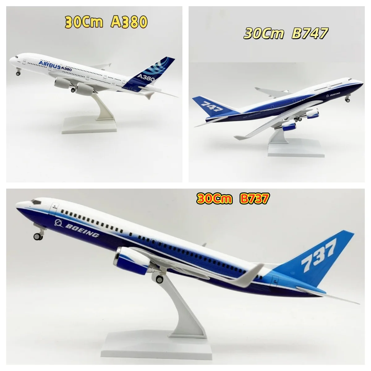 30cm 1/240 Scale A380 B747 B737 Prototype Airways airplane kids toys Model Simulation Aircraft Diecast Resin with Base Display
30cm 1/240 Scale A380 B747 B737 Prototype Airways airplane kids toys Model Simulation Aircraft Diecast Resin with Base Display
