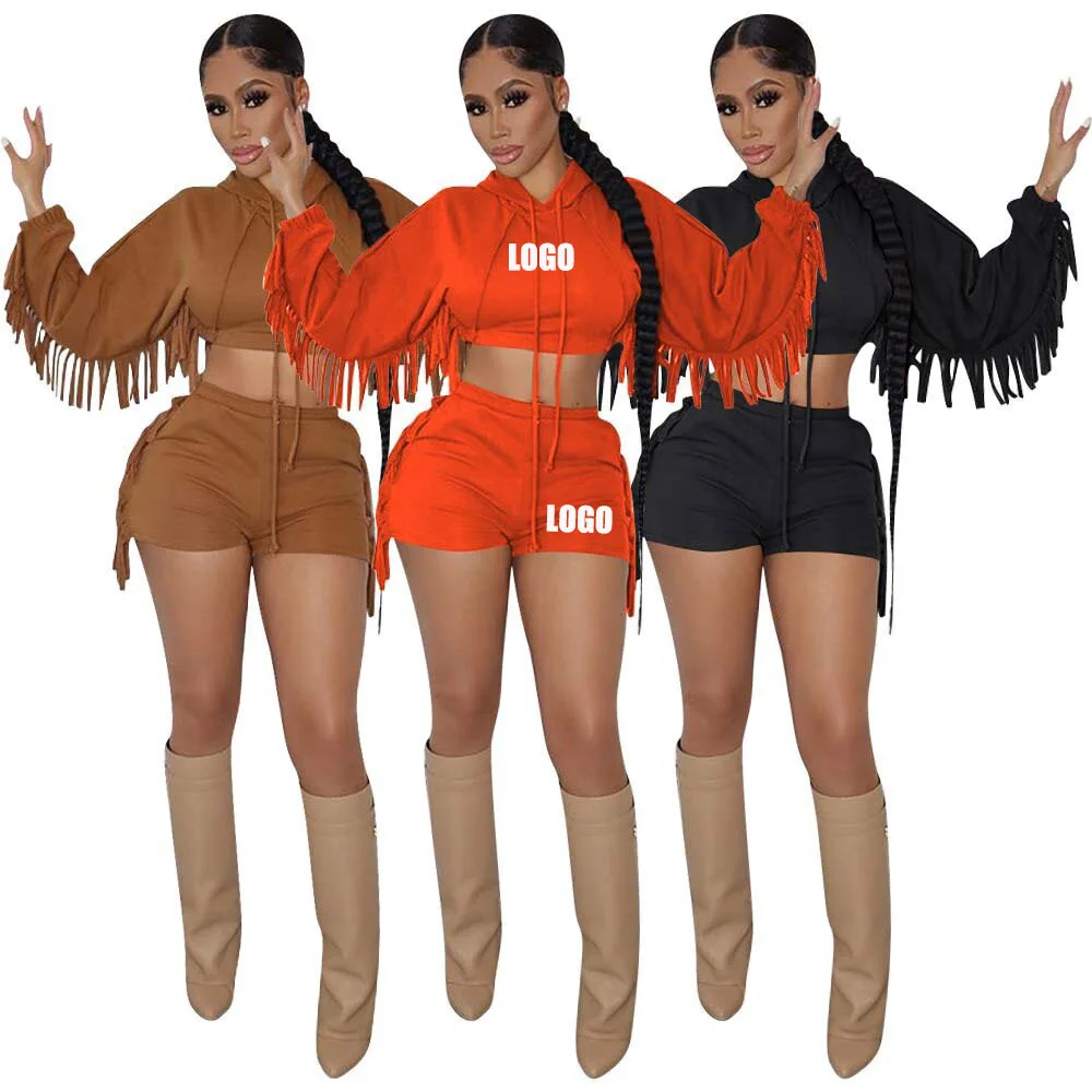 Custom LOGO Spring and Autumn New Fashion Two-Piece Set European and American Hot Selling Tassel Hooded Shorts Set
Custom LOGO Spring and Autumn New Fashion Two-Piece Set European and American Hot Selling Tassel Hooded Shorts Set