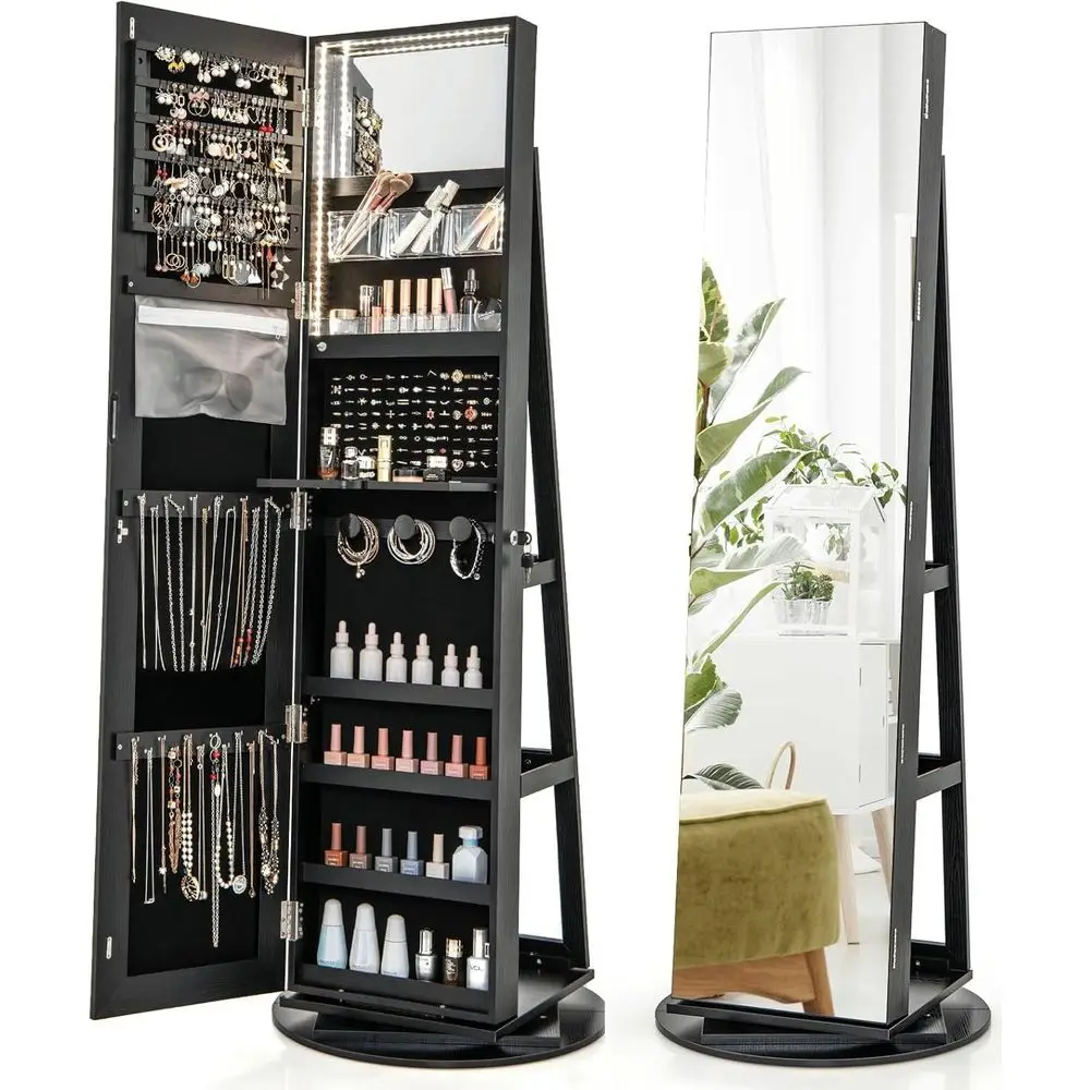 3Color LED Lights Jewellery Cabinet, 3in1 360 Swivel Jewelry Armoire with FullLength Mirror, Lockable Cosmetic Storage Organize
3Color LED Lights Jewellery Cabinet, 3in1 360 Swivel Jewelry Armoire with FullLength Mirror, Lockable Cosmetic Storage Organize