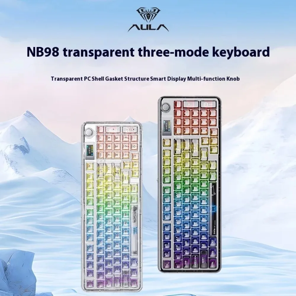 AULA F-NB98 Mechanical Keyboard Multi-function Knob Hot Swappable 3 Mode RGB Backlit Transparent customization Gaming Keyboard
AULA F-NB98 Mechanical Keyboard Multi-function Knob Hot Swappable 3 Mode RGB Backlit Transparent customization Gaming Keyboard