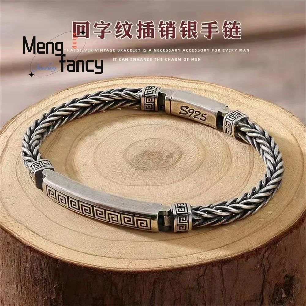 Vintage Back To the Pattern Plug Silver-plated Bracelet Men's Trend Creative Personality Handmade Popular Jewelry Holiday Gifts
Vintage Back To the Pattern Plug Silver-plated Bracelet Men's Trend Creative Personality Handmade Popular Jewelry Holiday Gifts
